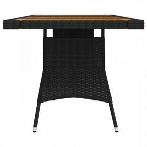 Masă de grădină negru 160x70x72 cm poliratan/lemn masiv acacia - V318694V - Img 3