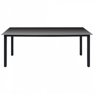 Masa de gradina, negru, 190 x 90 x 74 cm, aluminiu si sticla - V42789V - Img 2
