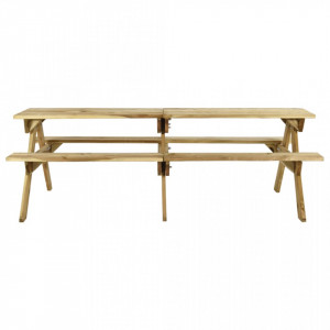 Masă de picnic cu bănci, 220x122x72 cm, lemn de pin tratat - V318399V