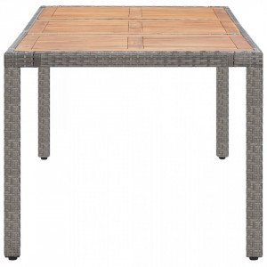 Masa gradina, gri, 190x90x75 cm, poliratan si lemn masiv acacia - V46108V - Img 3