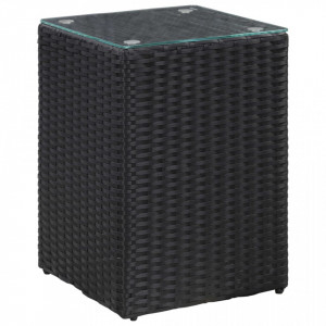 Masa laterala cu blat de sticla, negru, 35x35x52 cm, poliratan - V46982V