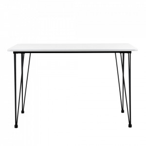 Masa Somalia design elegant efect lemn cu picioare hairpin ,120 x 70 x 75 cm, metal/MDF, negru/alb pentru 4 persoane - P63525279 - Img 2