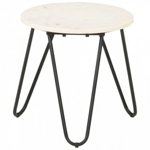 Masuta de cafea alb 40x40x40 cm piatra naturala aspect marmura - V286443V
