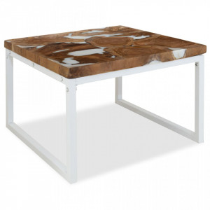 Masuta de cafea din tec si rasina, 60 x 60 x 40 cm - V244554V