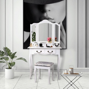 Măsuţă de toaletă cu scaun, alb, 80 cm - TP228277 - Img 5