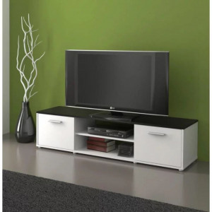 Măsuţă, masă, comodă TV, negru și alb - TP185426 - Img 2