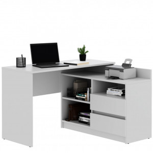 MBBIA4 - Birou pe colt, stanga/dreapta, 120/ x 105 x 75 cm, masa de calculator cu 2 sertare, office - Alb - Img 6