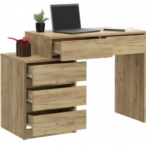 MBBIAR2 - Birou 113 cm, Stanga/Dreapta, masa de calculator cu 5 sertare, office - Stejar - Img 4