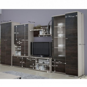Mobilier living, culoarea frasin și stejar american, 370x51x199 cm - TP2025047 - Img 2