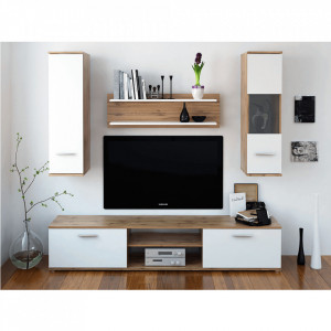 Mobilier pentru living, culorile stejar wotan/alb - TP190429 - Img 2