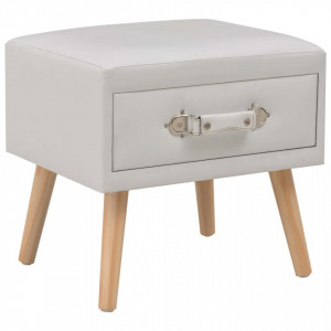 Noptiera, alb, 40 x 35 x 40 cm, piele ecologica - V247536V