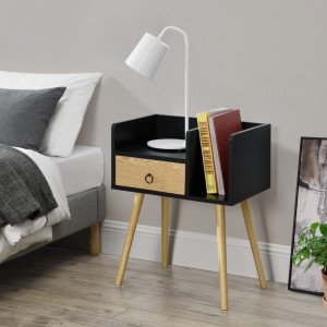 Noptiera cu sertar Dodo, 64 x 50 x 36 cm, PAL, negru/efect lemn - P66773889 - Img 1