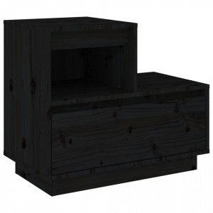 Noptiere, 2 buc, negru, 60x34x51 cm, lemn masiv de pin - V814383V - Img 3