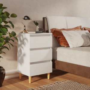 Noptiere cu picioare lemn masiv, 2 buc., alb, 40x35x69 cm - V805888V
