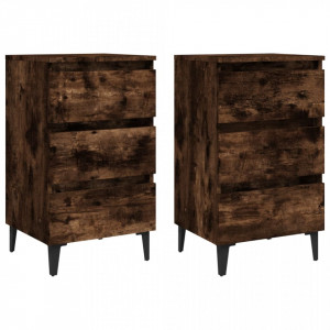 Noptiere picioare din metal 2 buc. stejar afumat, 40x35x69 cm - V813141V