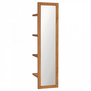 Oglindă de perete cu rafturi, 30x30x120 cm, lemn masiv de tec - V289070V - Img 2