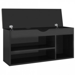 Pantofar cu pernă, negru lucios, 104x30x49 cm, lemn prelucrat - V326757V - Img 4