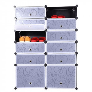 Pantofar, organizator de pantofi modular, negru, 96x37x37 cm - TP182594