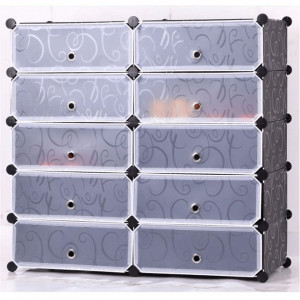 Pantofar, organizator de pantofi modular, negru, 96x93x37 cm - TP182593 - Img 2