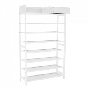 Pantofar, suport pentru pantofi, 7 poliţe, alb, 70x25x117 cm - TP296531 - Img 5