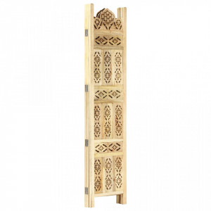 Paravan camera sculptat manual 3 panouri 120x165 cm mango - V285315V - Img 2