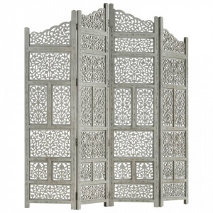 Paravan camera sculptat manual 4 panouri gri 160x165 cm mango - V285328V - Img 4