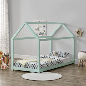 Pat copii, 206 x 98 x 142 cm, verde, design casuta - P64038178 - Img 4