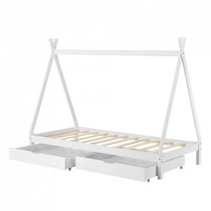 Pat copii cu 2 sertare pe roti, 206 x 96 x 162 cm, alb - P67898295 - Img 2