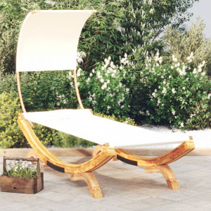 Pat de exterior cu baldachin, crem, 100x200x126 cm, lemn masiv - V313945V - Img 2