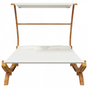 Pat de exterior cu baldachin, crem, 165x203x138 cm, lemn masiv - V313951V - Img 3