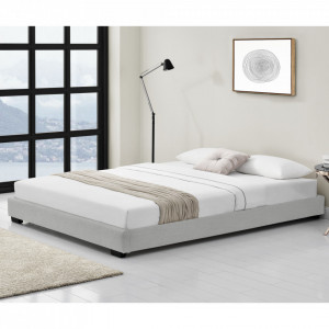 Pat dublu tapitat modern imitatie piele, 214 x 186 x 20,5 cm, alb - P67234587 - Img 1