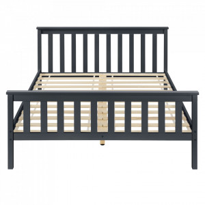 Pat lemn Wood, 208 x 188 x 82 cm, lemn de brad/pal, 200 Kg, gri inchis, pentru 2 persoane - P65373554 - Img 2