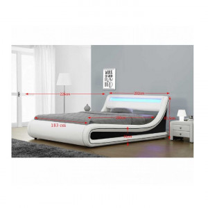 Pat matrimonial cu LED RGB, 180x200 cm, alb - TP242663 - Img 2