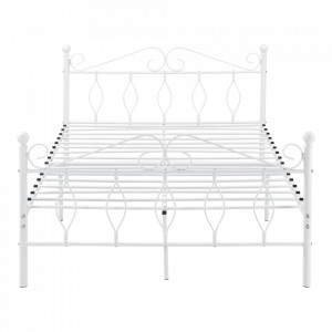 Pat rama metalica Apolda W140, 200 x 140 cm, otel sinterizat, alb mat, pentru 2 persoane cu saltea spuma rece - P72383860 - Img 3