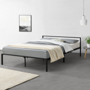 Pat rama metalica Imatra 2, 210cm x 145cm x 60cm, otel, negru mat, dublu, forma moderna minimalista - P69577781