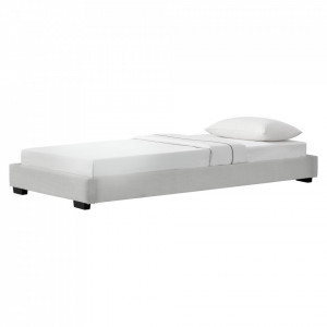Pat tapitat modern imitatie piele, 214 x 96 x 20 cm, alb, pentru 1 persoana - P67234585 - Img 2