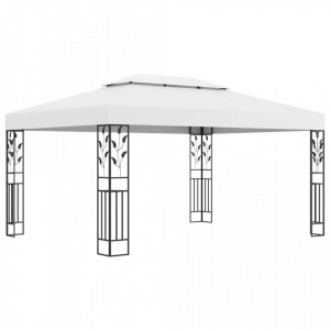 Pavilion cu acoperiș dublu & șiruri de lumini LED, alb, 3x4 m - V3070298V - Img 3