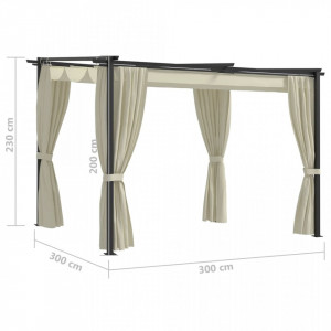 Pavilion cu draperii, crem, 3 x 3 m, oțel - V48050V - Img 4