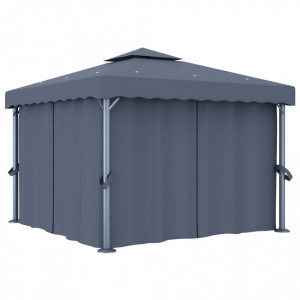 Pavilion cu perdea, antracit, 3 x 3 m, aluminiu - V3053378V - Img 2
