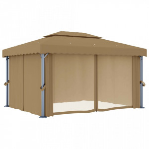 Pavilion cu perdea, gri taupe, 4x3 m, aluminiu - V3067050V - Img 3