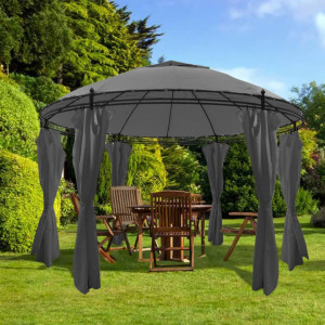 Pavilion cu perdele, antracit, 3,5 x 2,7 m, rotund - V44762V - Img 2