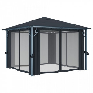 Pavilion cu perdele, antracit, 300 x 300 cm, aluminiu - V48043V - Img 4