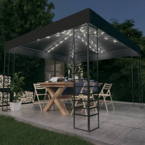 Pavilion de grădină cu șiruri de lumini LED, antracit, 3x3 m - V3070306V - Img 2