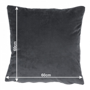 Pernă, material textil de catifea gri închis, 60x60 cm - TP238899 - Img 19