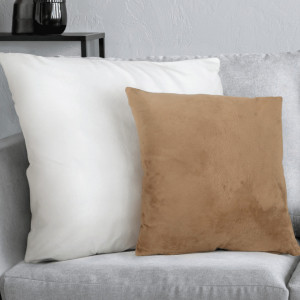 Pernă, material textil de catifea maro deschis, 45x45 cm - TP238760 - Img 5