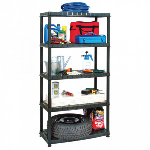 Raft de depozitare cu 5 polite, negru, 91,5x45,7x185 cm plastic - V147686V - Img 3