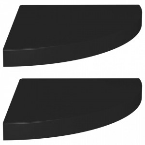 Rafturi colt de perete, 2 buc., negru, 35x35x3,8 cm, MDF - V323920V - Img 2