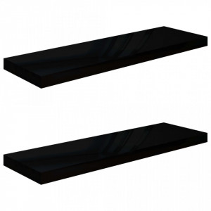 Rafturi de perete 2 buc., negru extralucios, 80x23,5x3,8 cm MDF - V323773V - Img 2