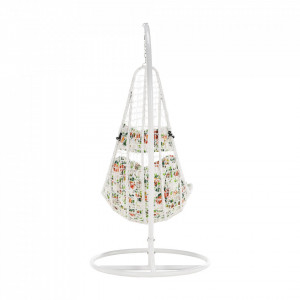 Scaun balansoar suspendabil, leagăn agăţat, alb, 105x105x195 cm - TP286349 - Img 16
