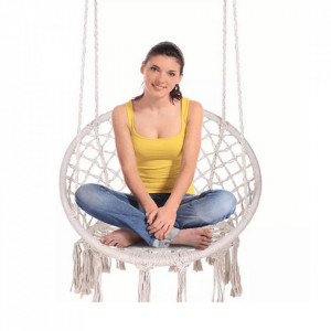 Scaun balansoar suspendabil, leagăn agăţat, alb, 80x120 cm - TP274286